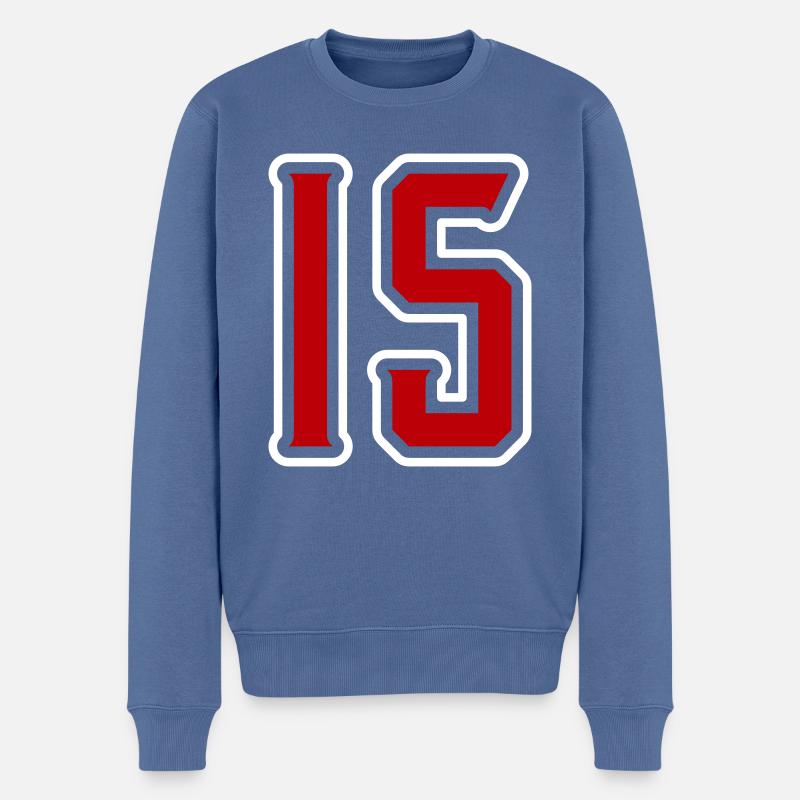 Symbole de 15 chiffres - Pull Premium bio Homme - bleu pigeon