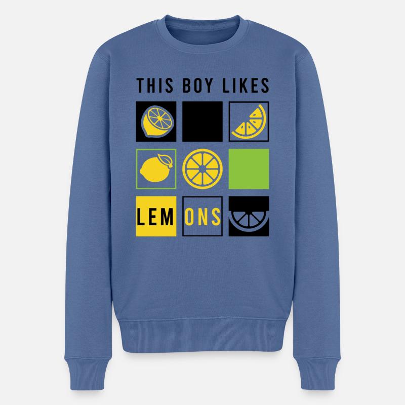 Boy Likes Summer Lemons Agrumes - Pull Premium bio Homme - bleu pigeon