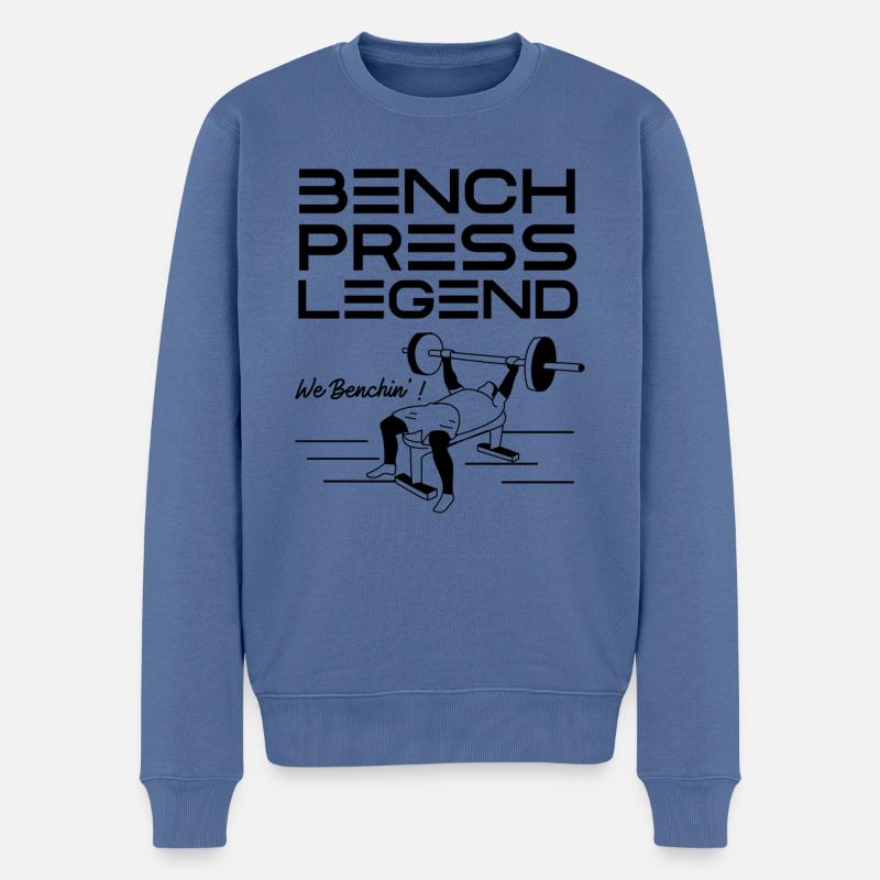 Entraînement de dynamophilie sportive Benchpress - Pull Premium bio Homme - bleu pigeon