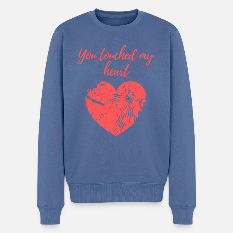 Valentinstag - You touched my heart - Männer Premium Bio Pullover - Taubenblau