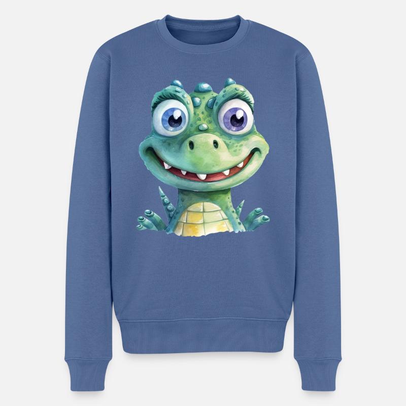 Aquarelles de crocodile - Pull Premium bio Homme - bleu pigeon