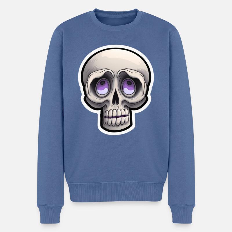 Skull Prankster: Cartoon Skull - Pull Premium bio Homme - bleu pigeon