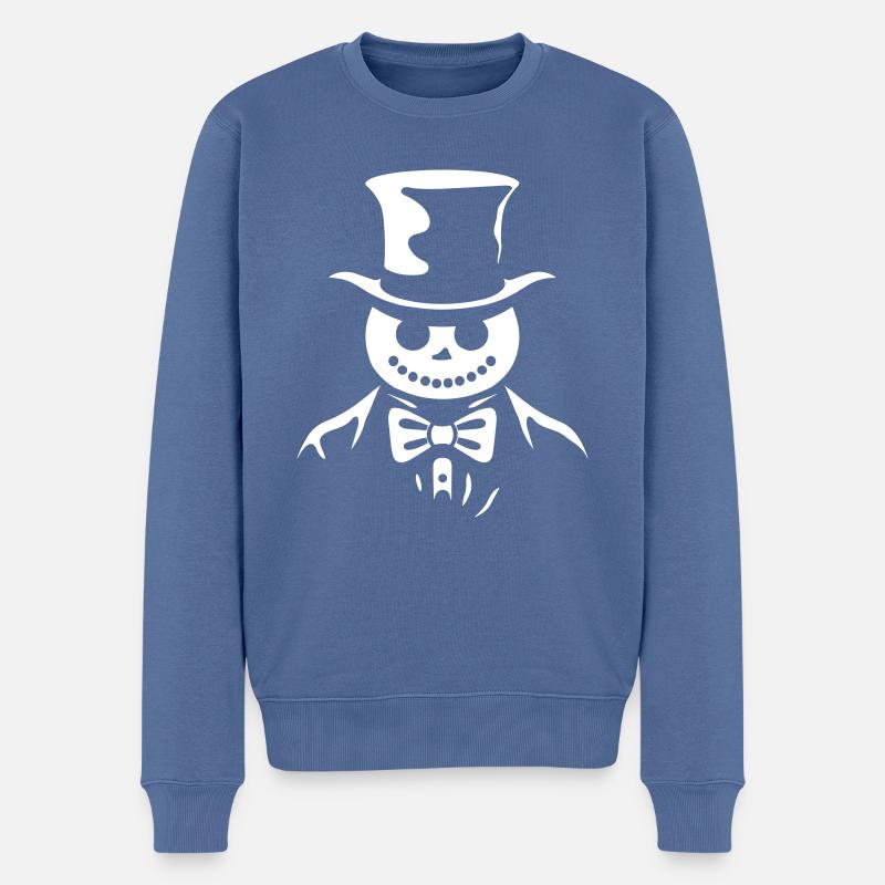 Schneemann Fröhlich - Männer Premium Bio Pullover - Taubenblau