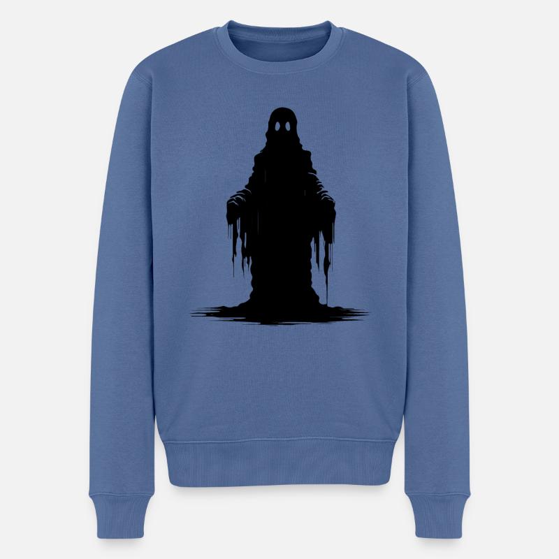 Gruseliges Gespenst - Männer Premium Bio Pullover - Taubenblau