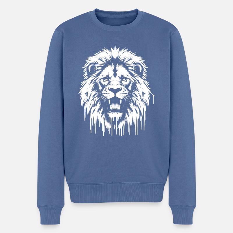 Lion en graffiti - Pull Premium bio Homme - bleu pigeon