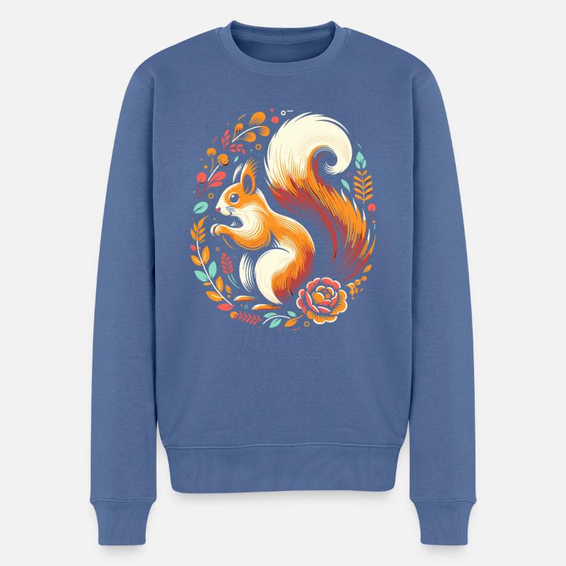 Ecureuil - Pull Premium bio Homme - bleu pigeon