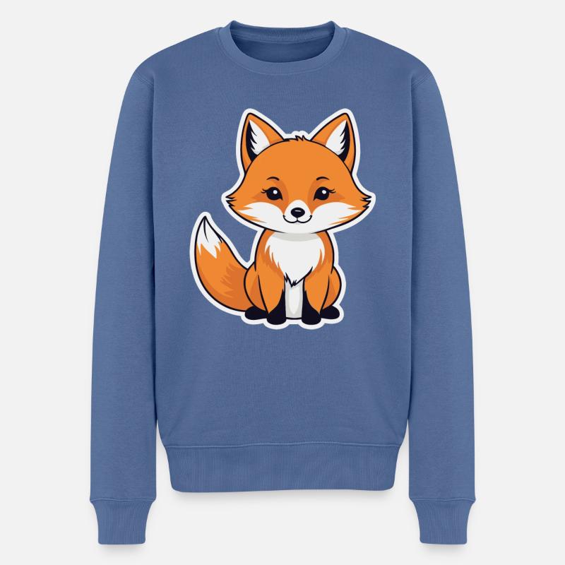 Fuchs Illustration - Männer Premium Bio Pullover - Taubenblau