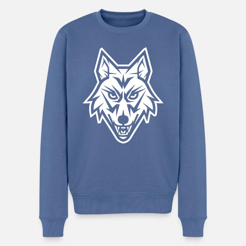 Tête d’animal de loup - Pull Premium bio Homme - bleu pigeon