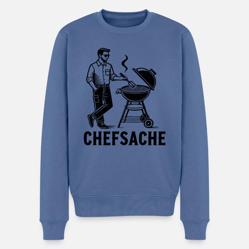 Grillen - Männer Premium Bio Pullover - Taubenblau