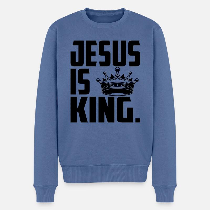Jesus Gott Christlich Christus| Farbe änderbar - Männer Premium Bio Pullover - Taubenblau