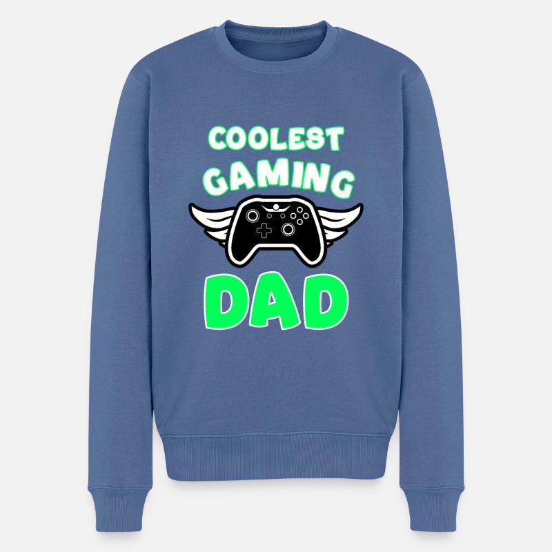 Coolest Gaming Dad - Gamer Dad - Männer Premium Bio Pullover - Taubenblau