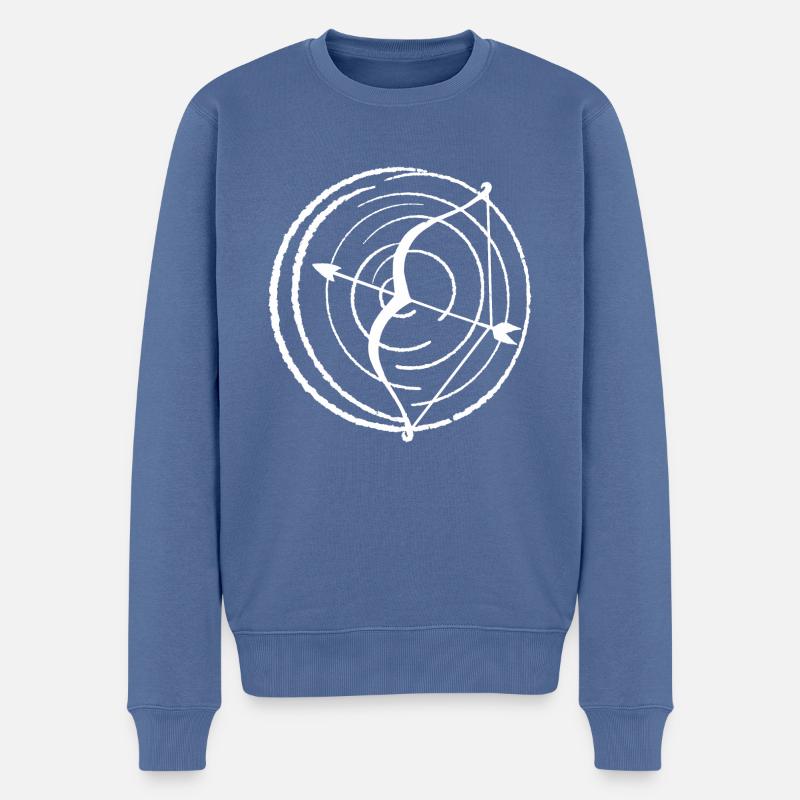 Arc et flèche blanc - Pull Premium bio Homme - bleu pigeon