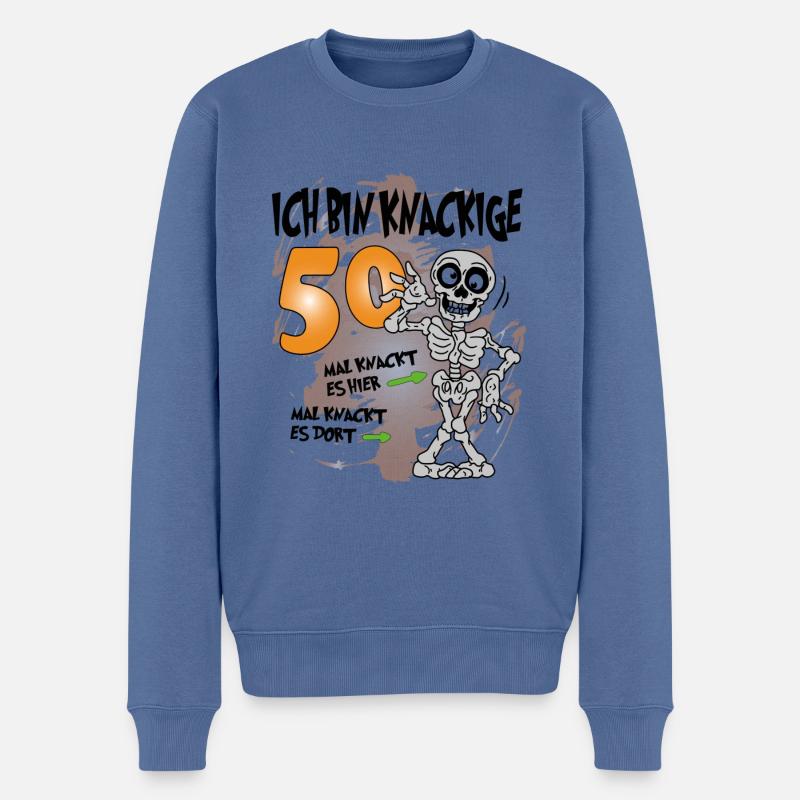 Geburtstag 50 Knackige Jahre Skelett Knochen - Männer Premium Bio Pullover - Taubenblau