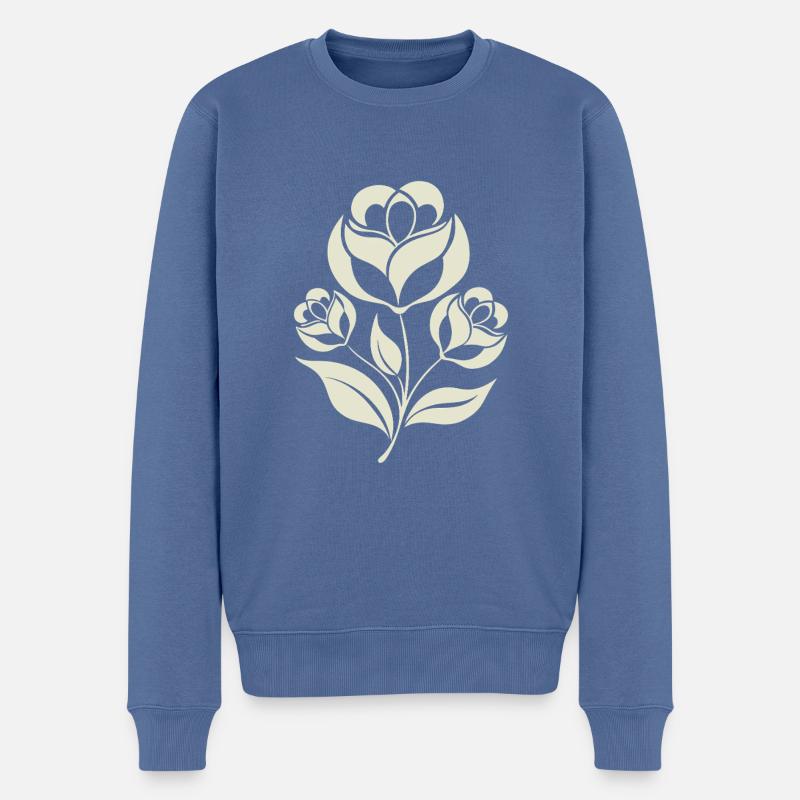 Fleurs - Printemps - Été - Dire - Pull Premium bio Homme - bleu pigeon