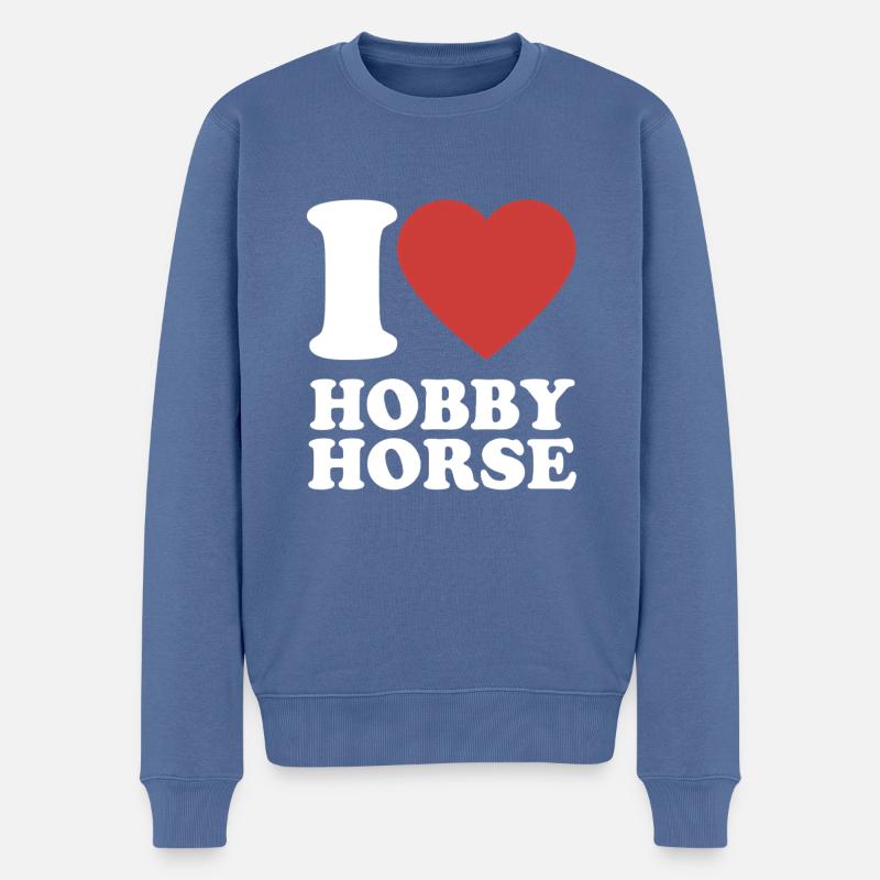 J’aime hobby cheval - Coeur - Hobby - Pull Premium bio Homme - bleu pigeon