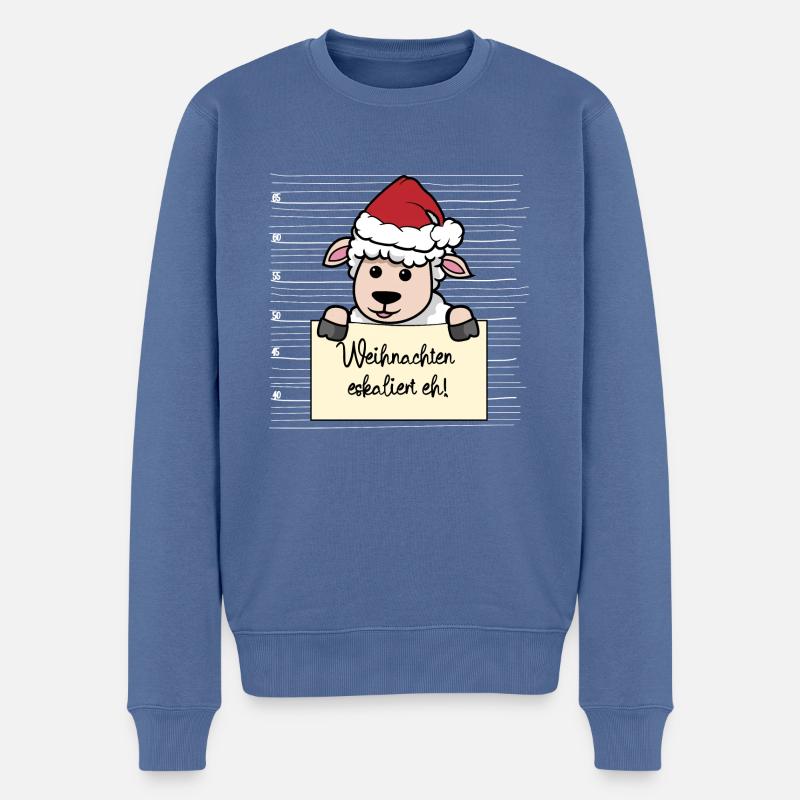 Es eskaliert eh lustige Weihnachten Schaf - Männer Premium Bio Pullover - Taubenblau