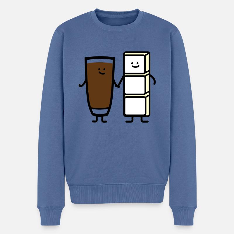 Cacao et chocolat blanc - Pull Premium bio Homme - bleu pigeon