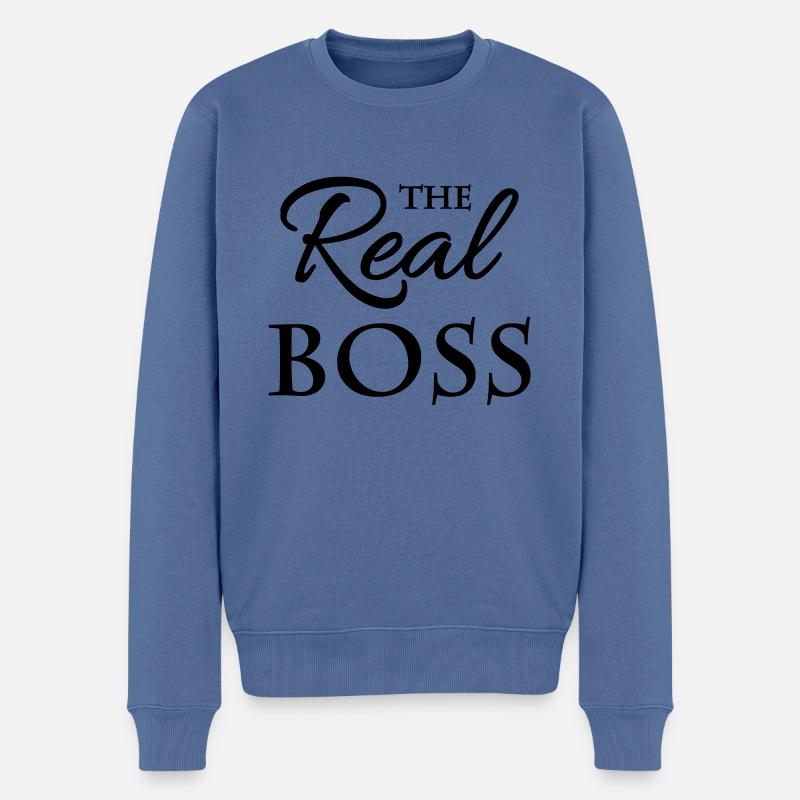 The real boss - Männer Premium Bio Pullover - Taubenblau