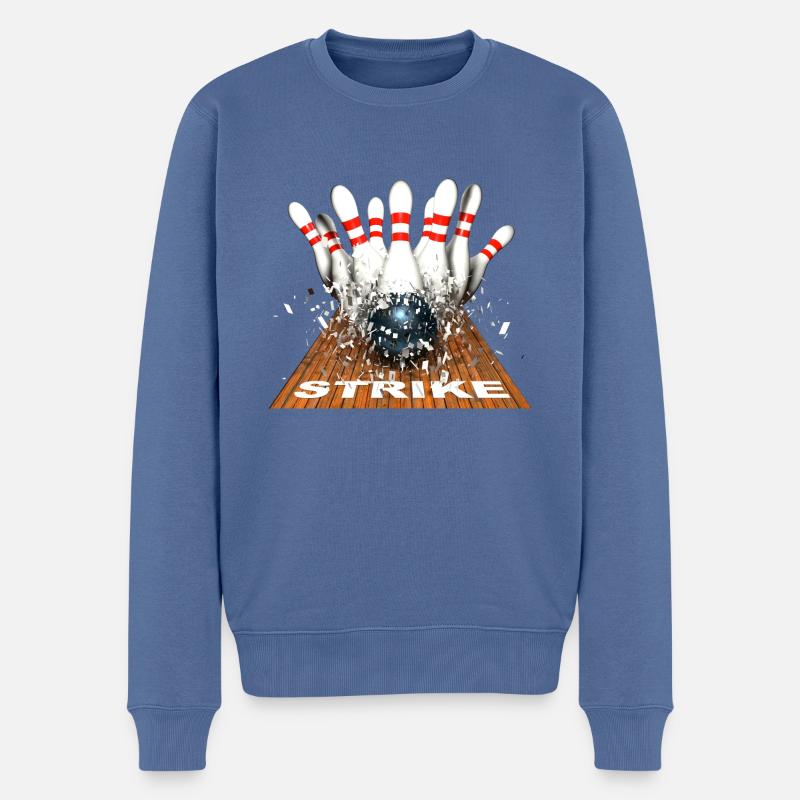 Strike Bowling - Pull Premium bio Homme - bleu pigeon