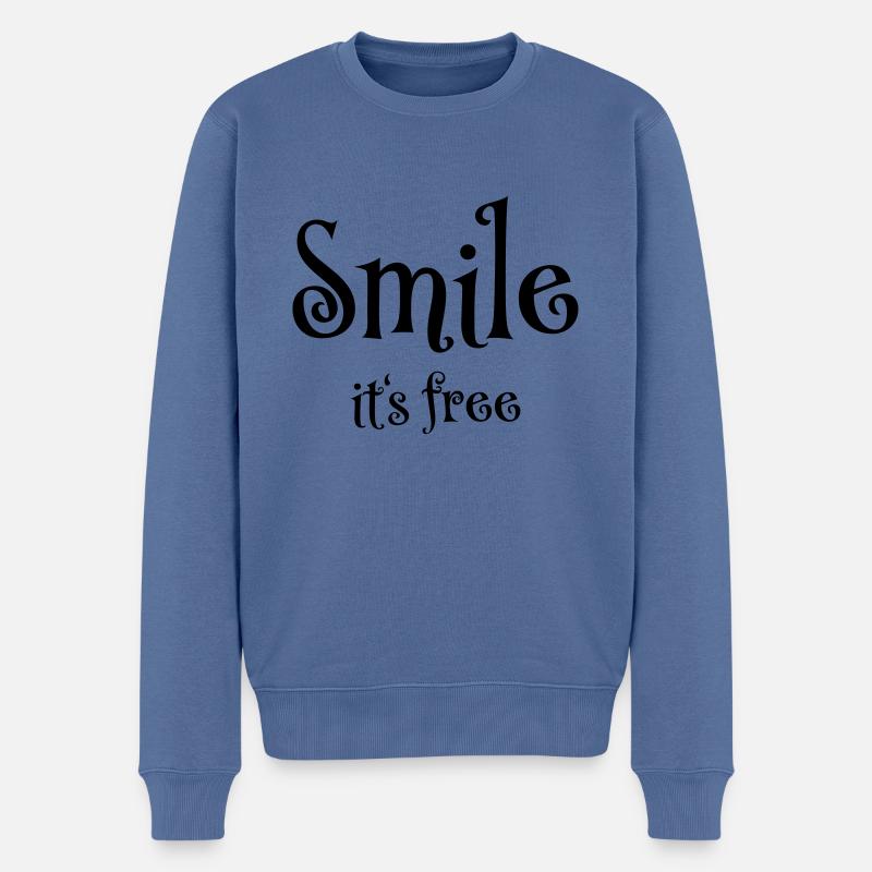 Sourire. C’est gratuit - Pull Premium bio Homme - bleu pigeon