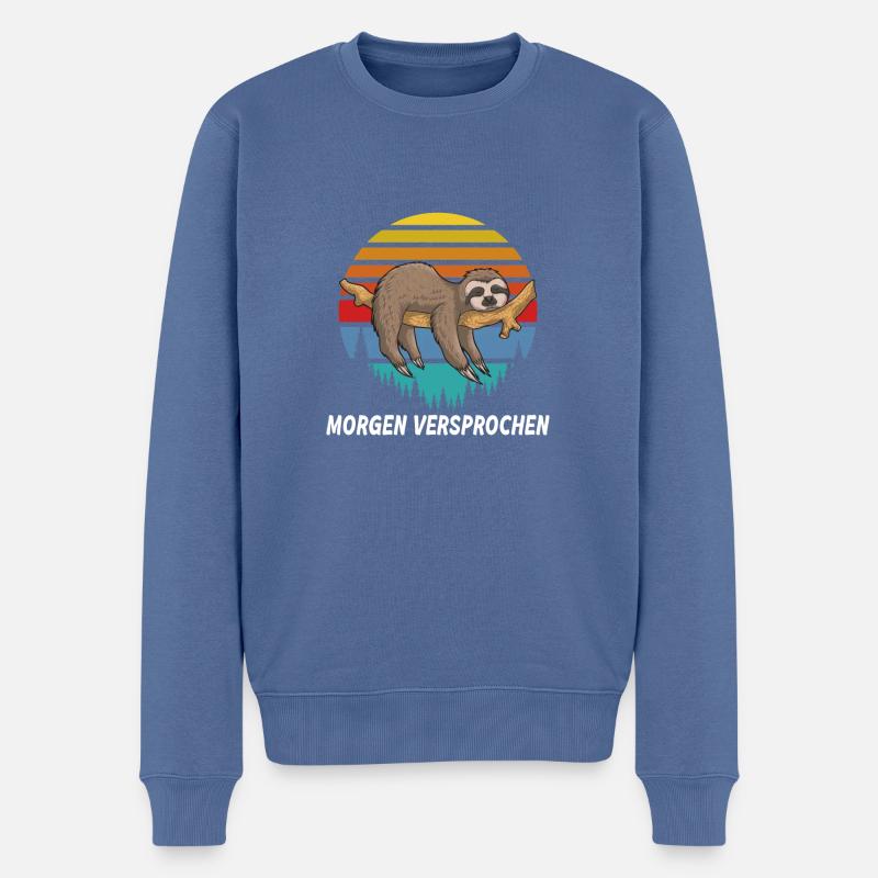 Morgen versprochen Faultier - Männer Premium Bio Pullover - Taubenblau