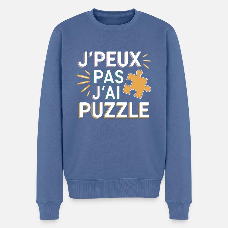 J'peux pas j'ai puzzle - Pull Premium bio Homme - bleu pigeon