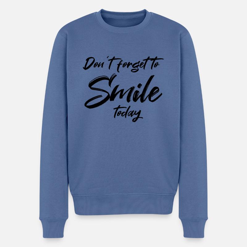 N’oubliez pas de sourire aujourd’hui - Pull Premium bio Homme - bleu pigeon