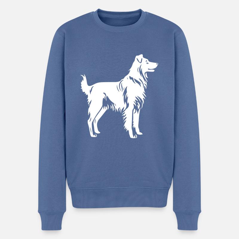 Australian Shepherd Hund Silhouette - Männer Premium Bio Pullover - Taubenblau