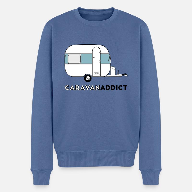 Caravane addict bleu gris - Pull Premium bio Homme - bleu pigeon