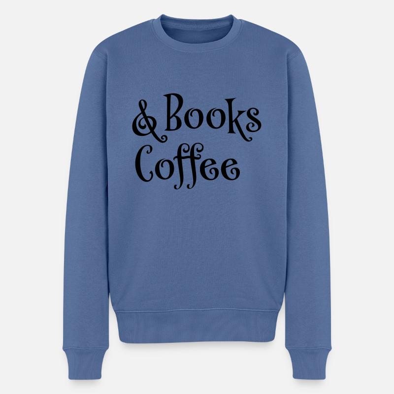 Books and coffee - Männer Premium Bio Pullover - Taubenblau
