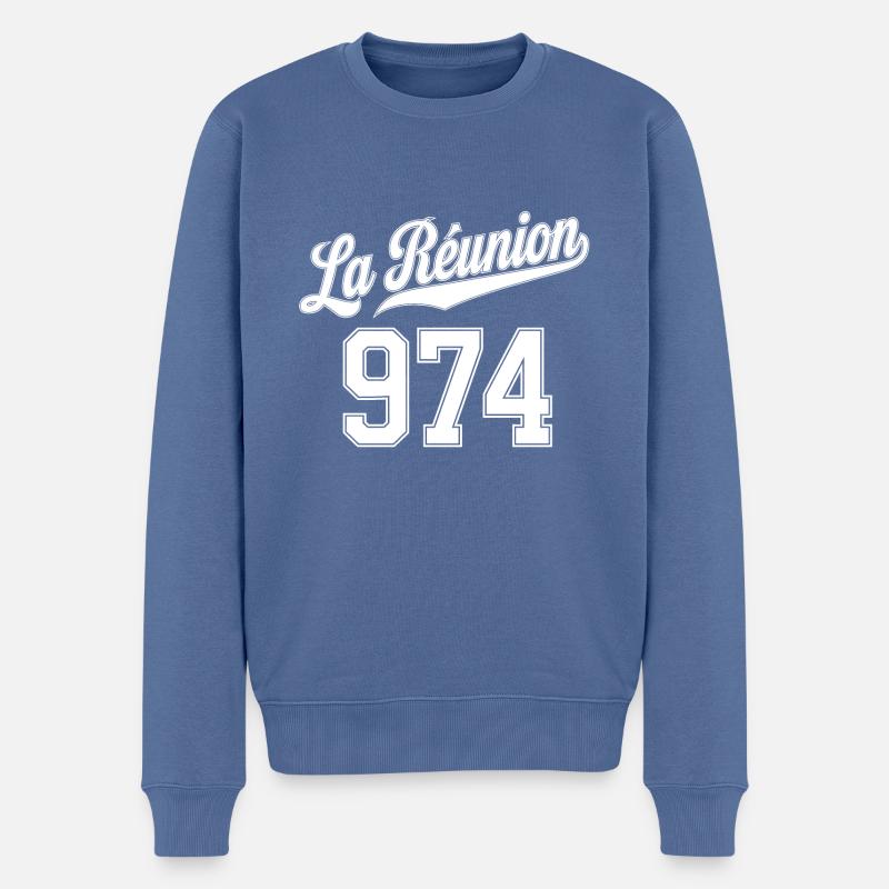 La Réunion 974 - Pull Premium bio Homme - bleu pigeon