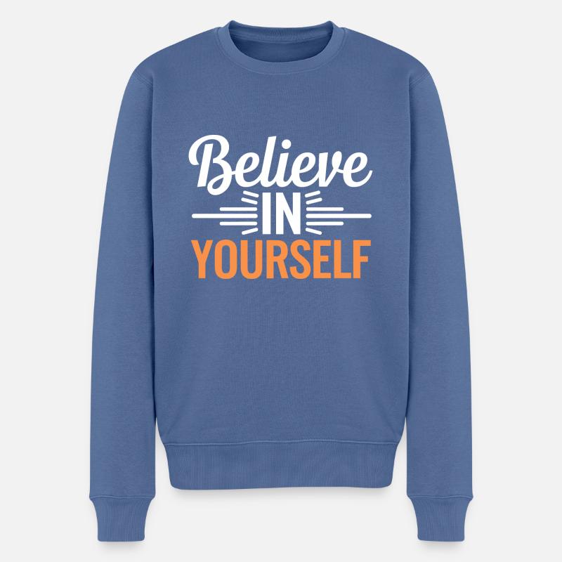 Believe in Yourself - Pull Premium bio Homme - bleu pigeon