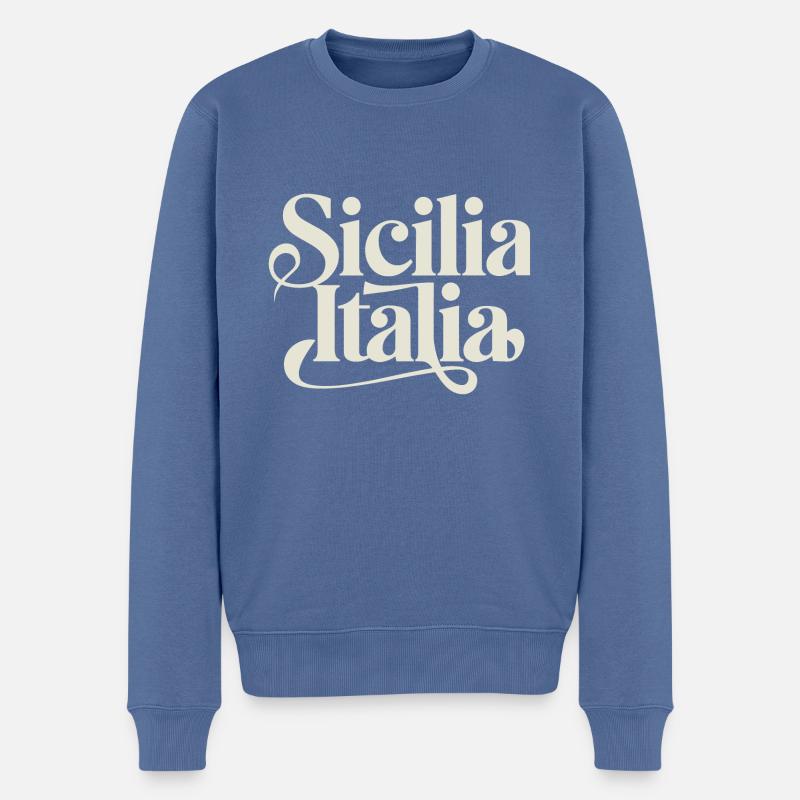 Sicilia - Italia - Pull Premium bio Homme - bleu pigeon