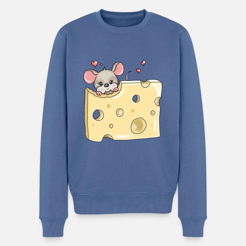 Hungrige Maus Löcher Käse - Männer Premium Bio Pullover - Taubenblau