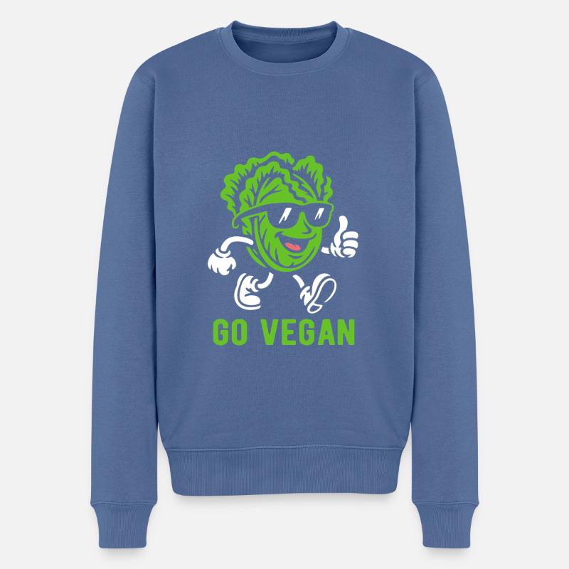 Salade - Go Vegan - Régime végétalien - Pull Premium bio Homme - bleu pigeon