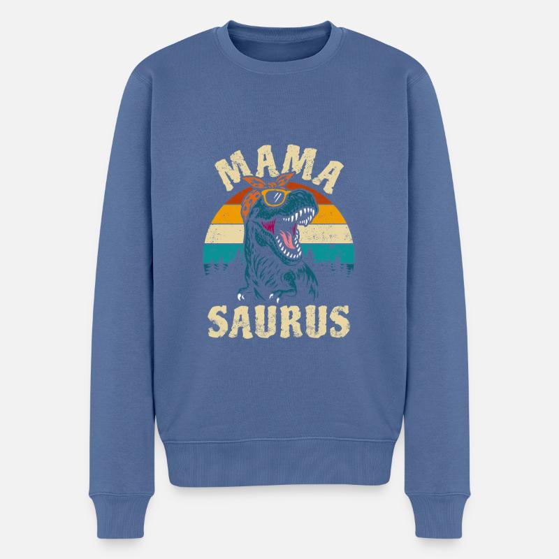 Mama Saurus - T-Rex - Tyrannosaurus - Geschenk - Männer Premium Bio Pullover - Taubenblau