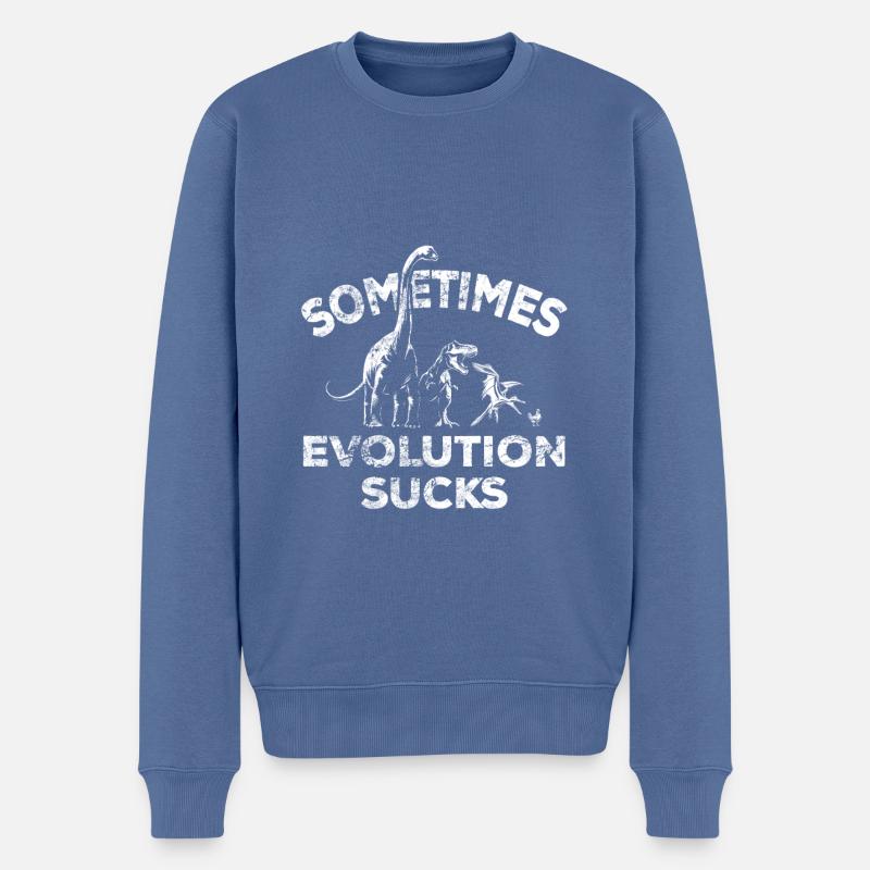 Sometimes Evolution sucks - Dinosaurier - Huhn - Männer Premium Bio Pullover - Taubenblau