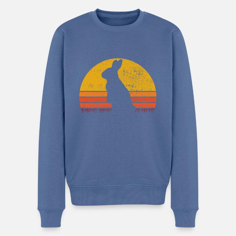 Lapin de Pâques Lapin Lapin Lapin Sunset Retro Gift - Pull Premium bio Homme - bleu pigeon