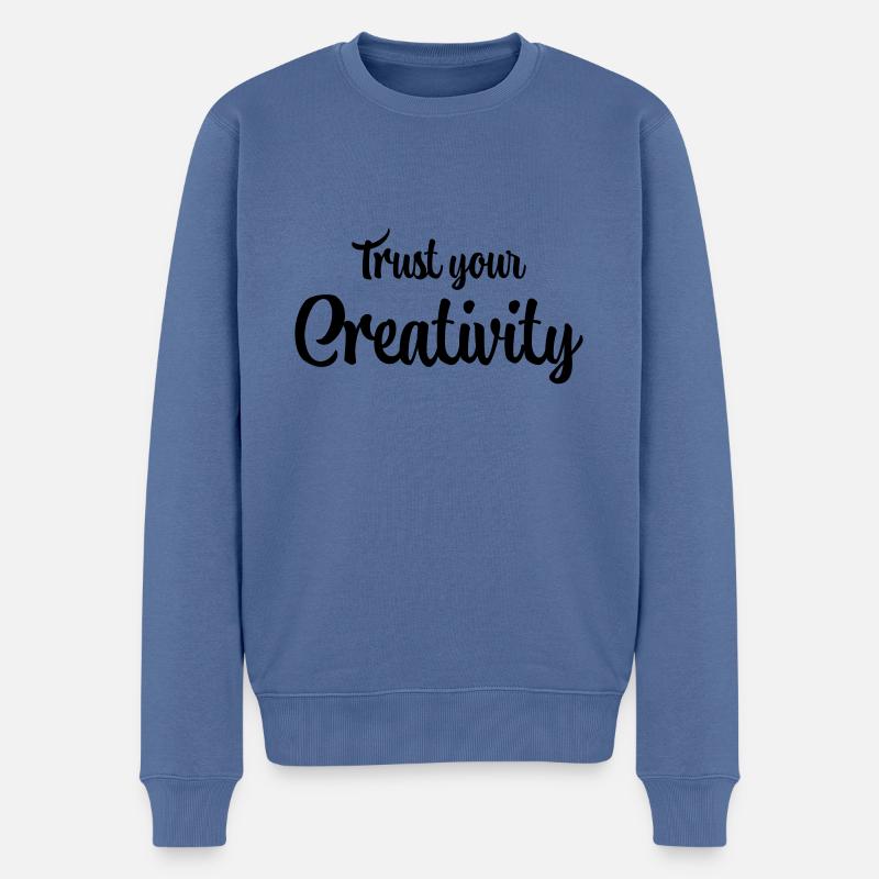 Faites confiance à votre créativité - Pull Premium bio Homme - bleu pigeon