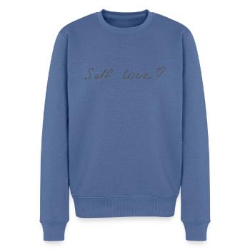Amour de soi - Selbstliebe - Pull Premium bio Homme - bleu pigeon - Devant - Nico (187cm)