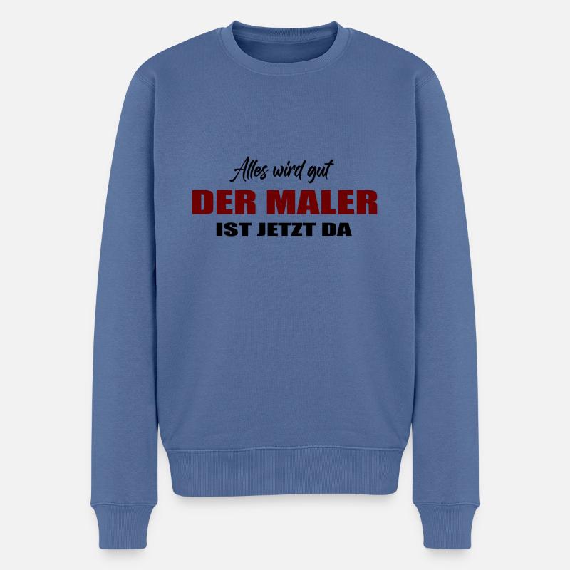 Maler - Männer Premium Bio Pullover - Taubenblau