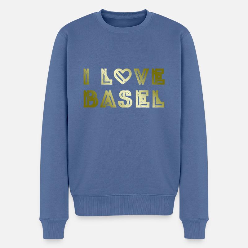 I Love Basel - Männer Premium Bio Pullover - Taubenblau