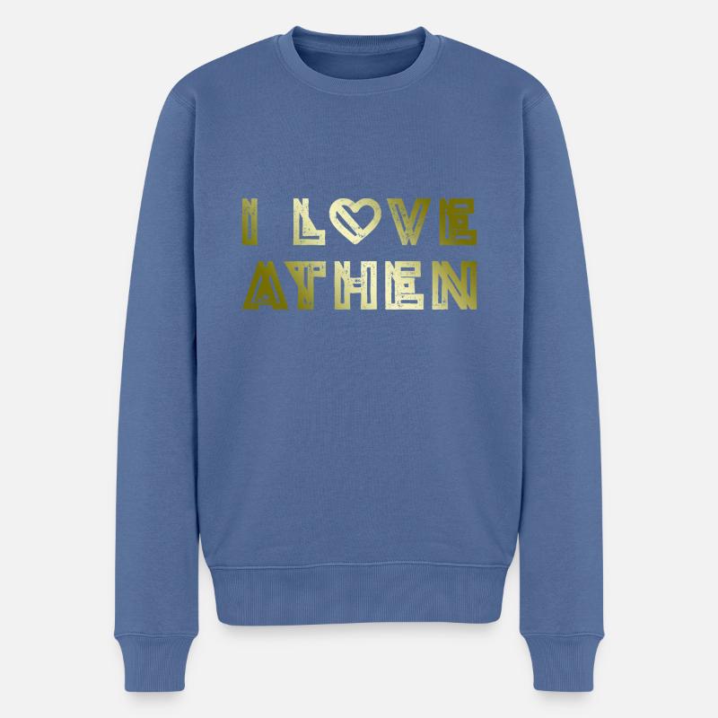 J’aime Athènes - Pull Premium bio Homme - bleu pigeon