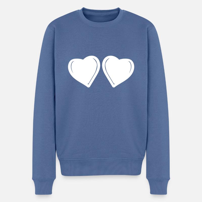 herzen symbol liebe - Männer Premium Bio Pullover - Taubenblau