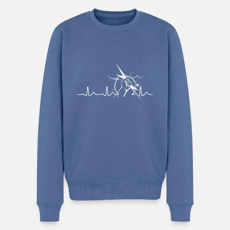 Évolution de l’électricien - Pull Premium bio Homme - bleu pigeon