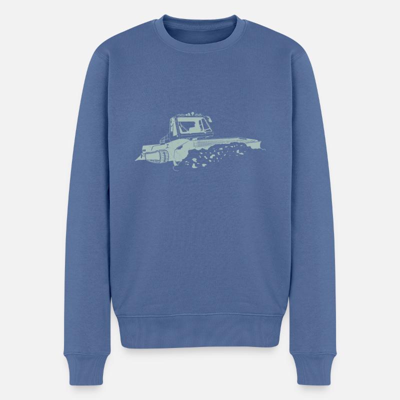 Pistenraupe Ski Wintersport Skifahrer Silhouette - Männer Premium Bio Pullover - Taubenblau