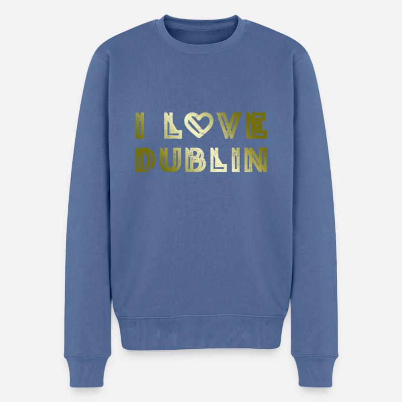I Love Dublin - Männer Premium Bio Pullover - Taubenblau