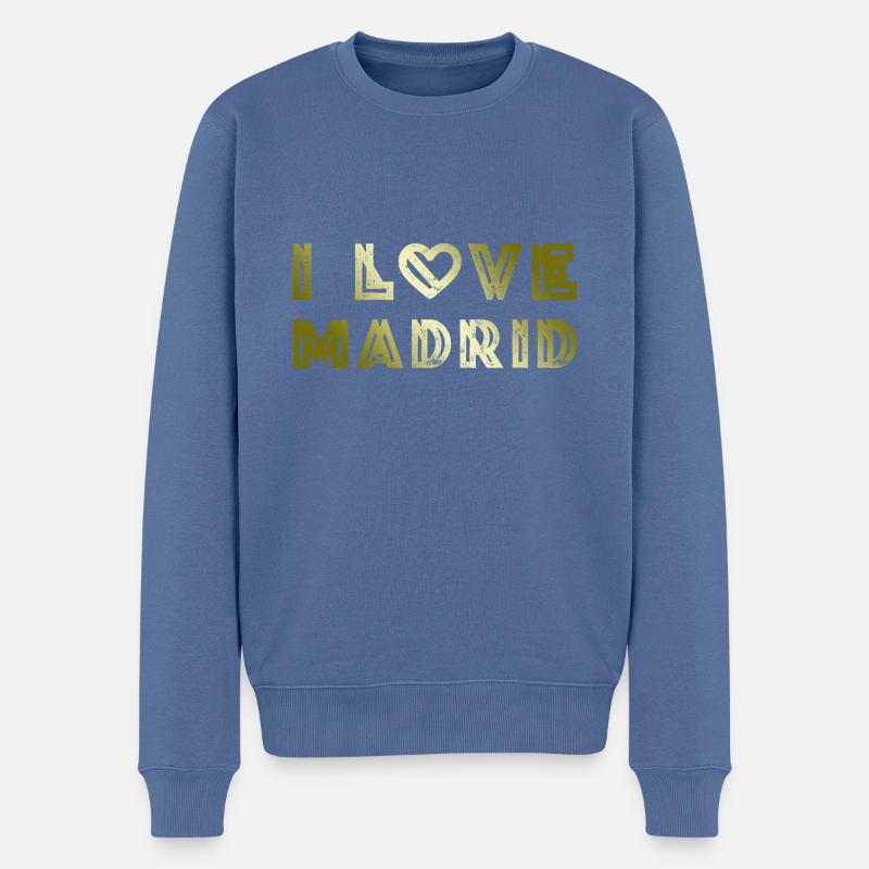 I Love Madrid - Männer Premium Bio Pullover - Taubenblau