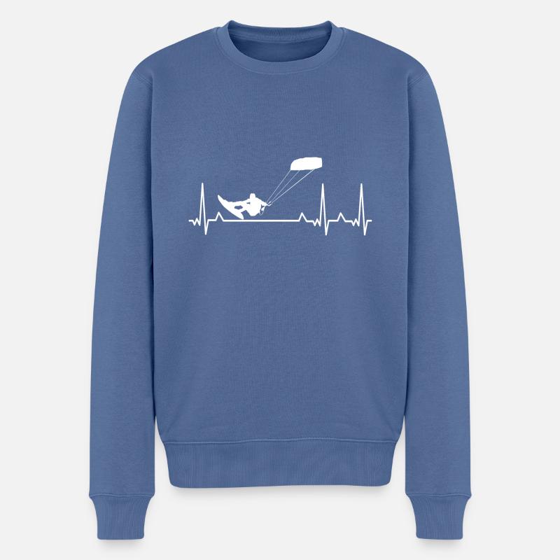 Kitesurfer Herzschlag Ekg Kiteboarding Surfen Surf - Männer Premium Bio Pullover - Taubenblau