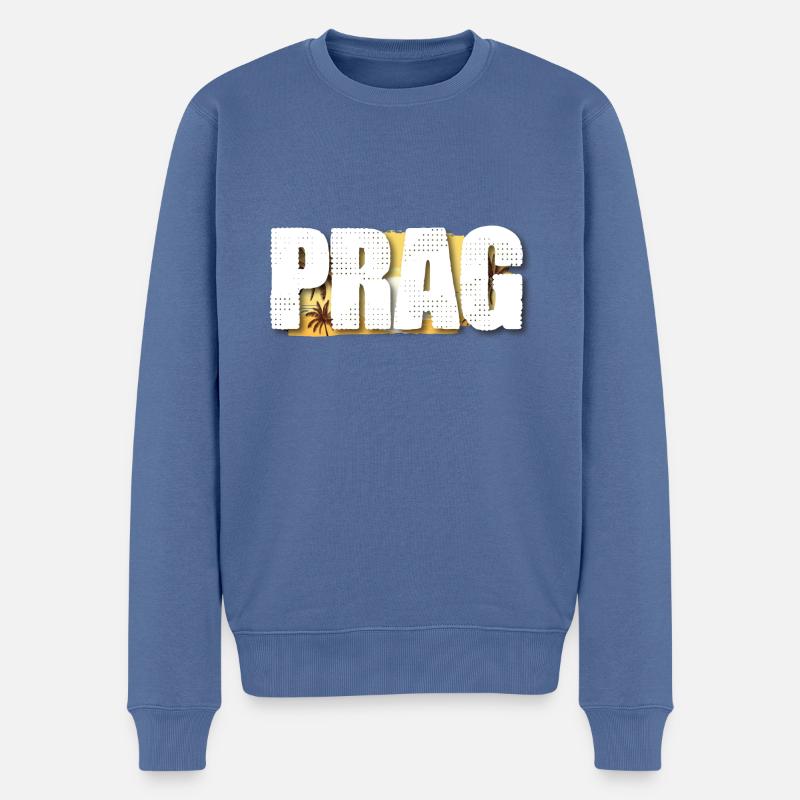 Prag - Männer Premium Bio Pullover - Taubenblau